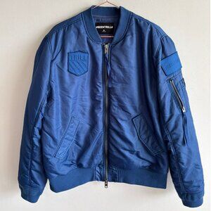 BeenTrill Mens Patch Bomber Jacket Blue Size XL